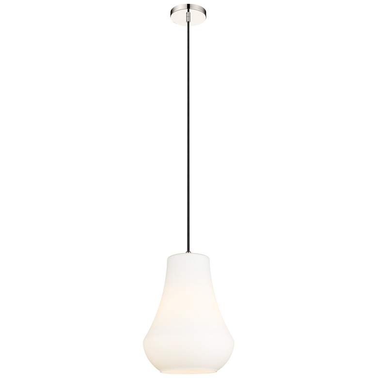 Image 1 Fairfield 12" Polished Nickel Cord Hung Mini Pendant w/ Matte White Sh