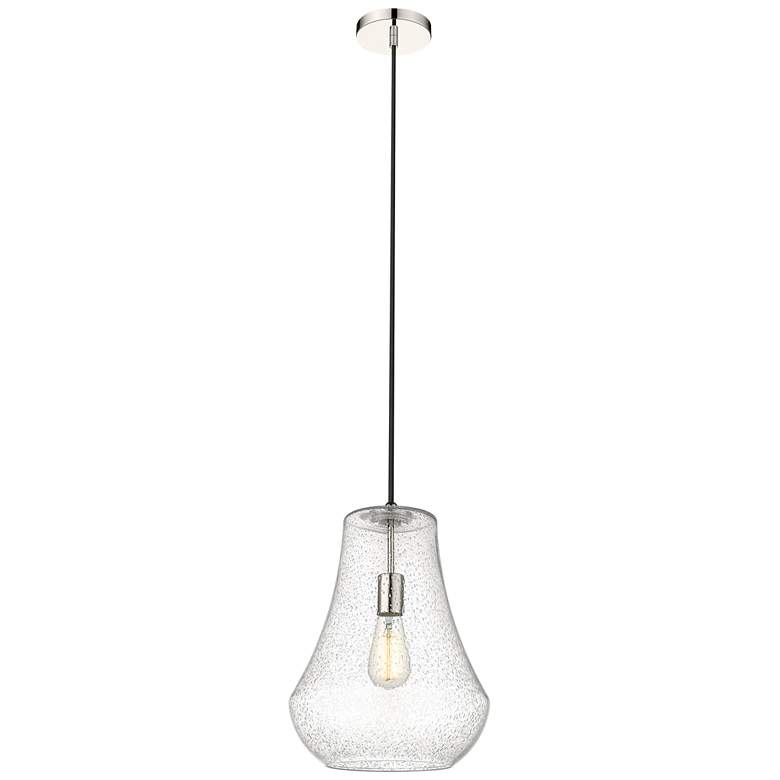Image 1 Fairfield 12" Polished Nickel Cord Hung Mini Pendant w/ Seedy Shade