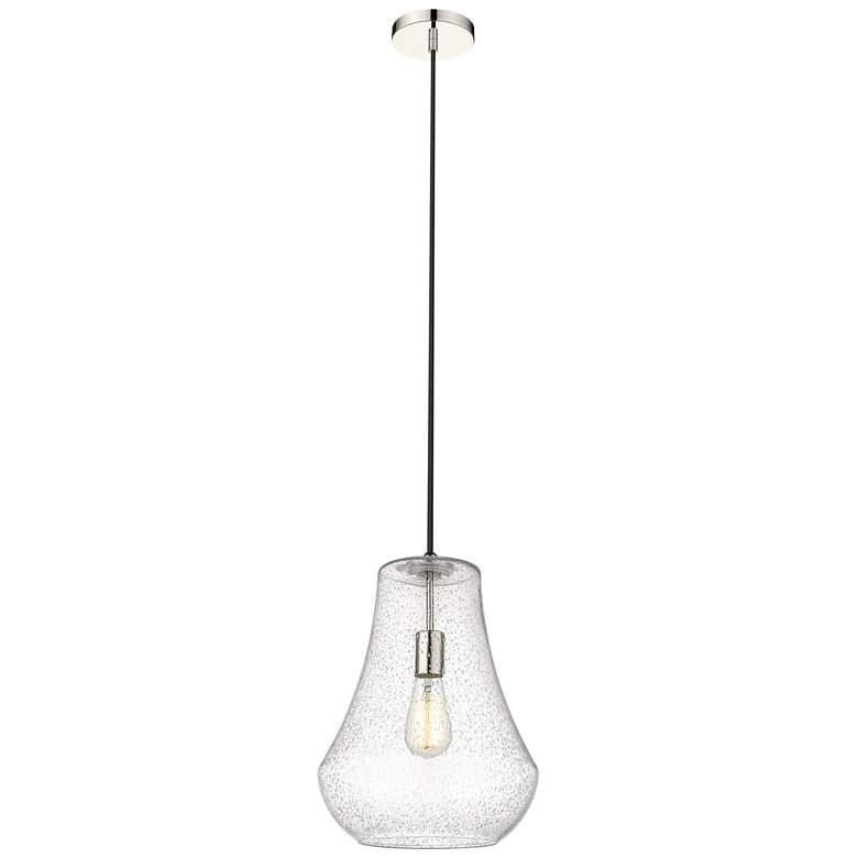 Image 1 Fairfield 12 inch Polished Nickel Cord Hung Mini Pendant w/ Seedy Shade