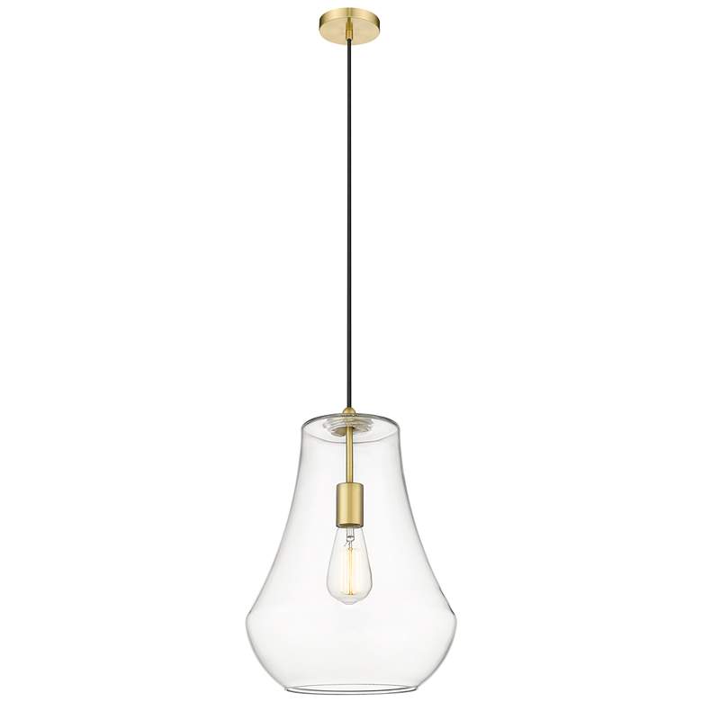 Image 1 Fairfield 12" Satin Gold Cord Hung Mini Pendant w/ Clear Shade