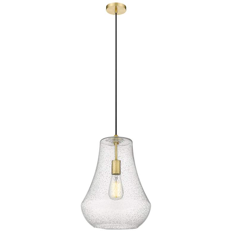 Image 1 Fairfield 12" Satin Gold Cord Hung Mini Pendant w/ Seedy Shade