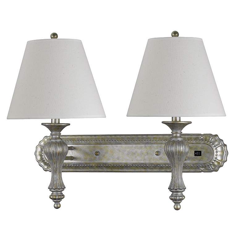 Image 1 Fairfield Double Antique Silver Gold Wall Lamp