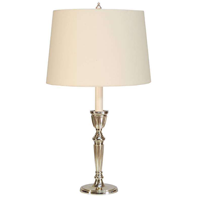 Image 1 Fairfield Pewter Table Lamp with White Linen Shade