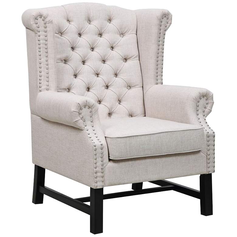 Image 1 Fairfield Tufted Beige Linen Club Chair
