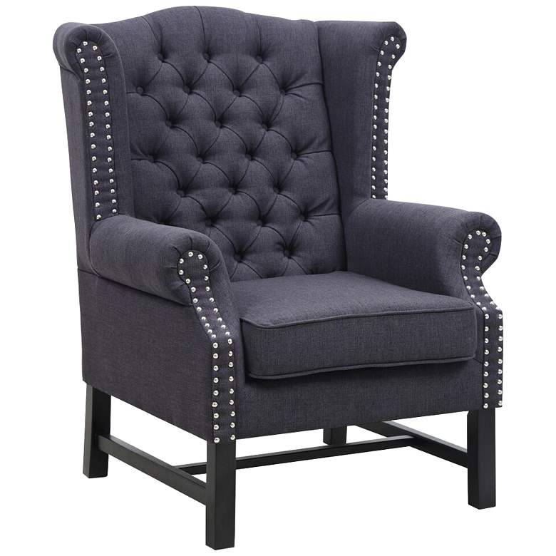 Image 1 Fairfield Tufted Gray Linen Club Chair