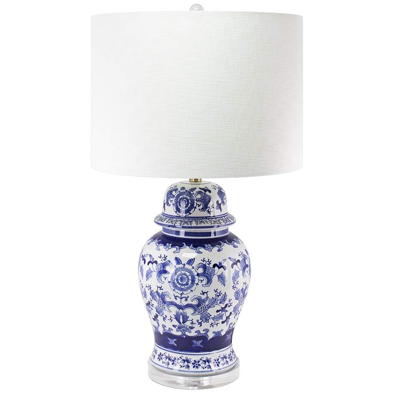 Image 1 Fairhaven Blue and White Floral Ceramic Jar Table Lamp
