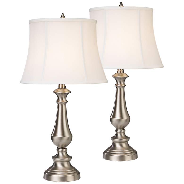 Image 1 Fairlawn Nickel Finish Metal Table Lamps Set of 2