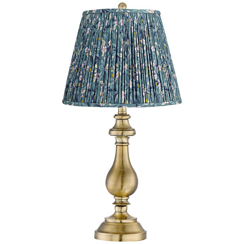 Image 1 Fairlee 26"H Antique Brass Candlestick Table Lamp w/ Misha Blue Shade