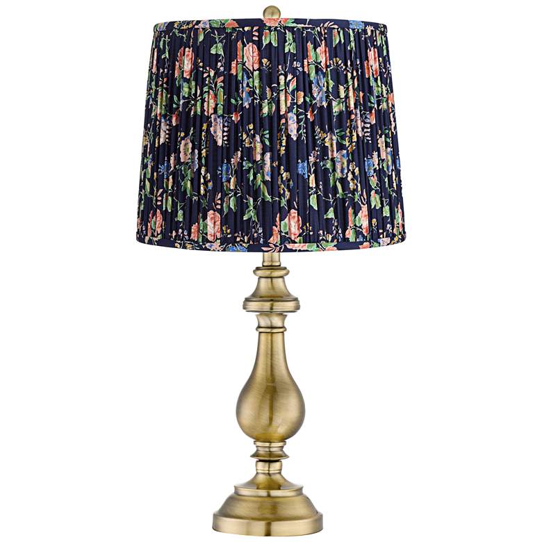 Image 1 Fairlee 26"H Antique Brass Candlestick Table Lamp with Navy Blue Shade