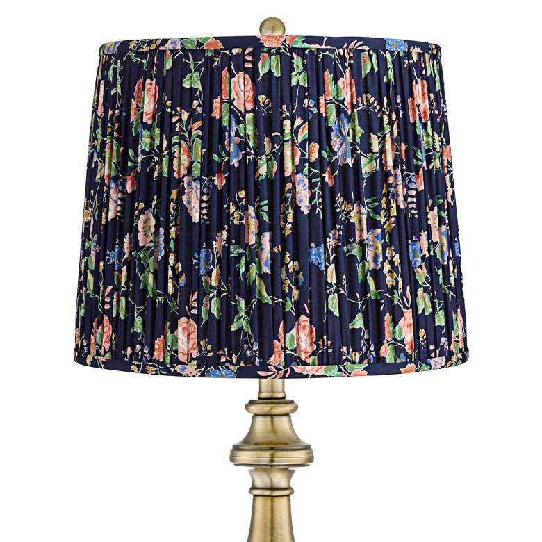 Image 2 Fairlee 26"H Antique Brass Candlestick Table Lamp with Navy Blue Shade more views