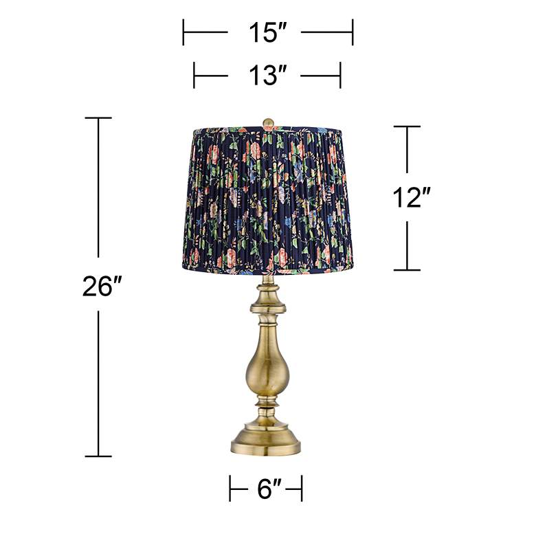 Image 4 Fairlee 26"H Antique Brass Candlestick Table Lamp with Navy Blue Shade more views