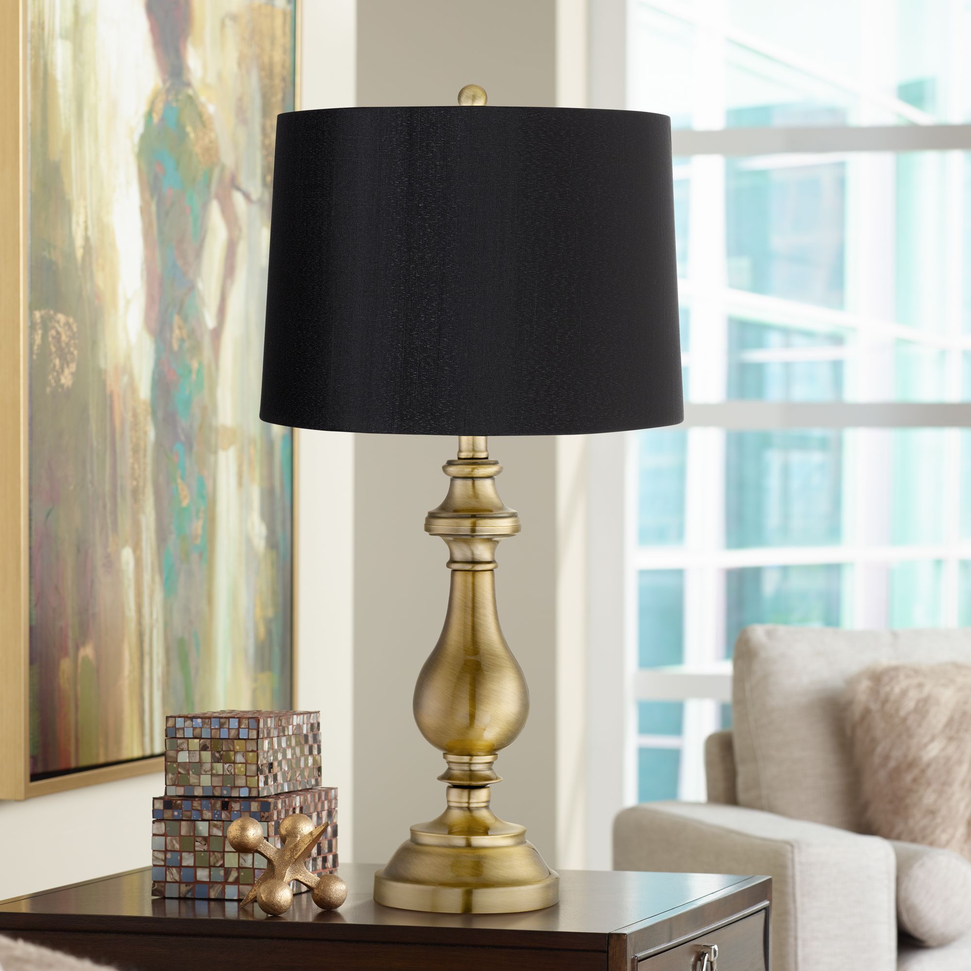 black lamp nightstand