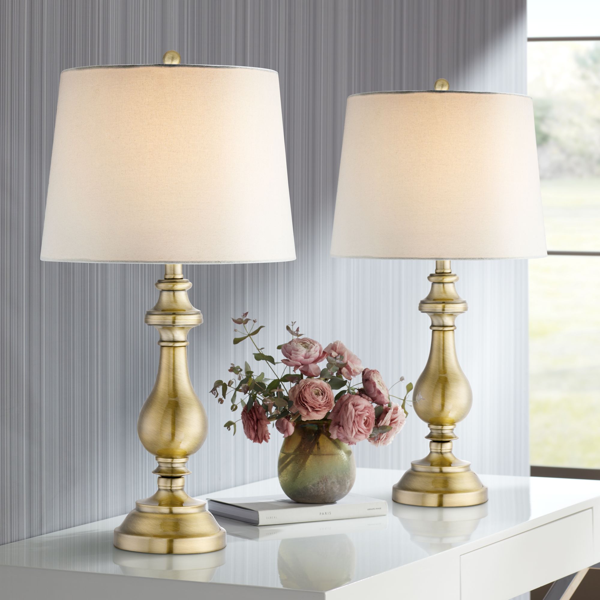 brass table lamp set