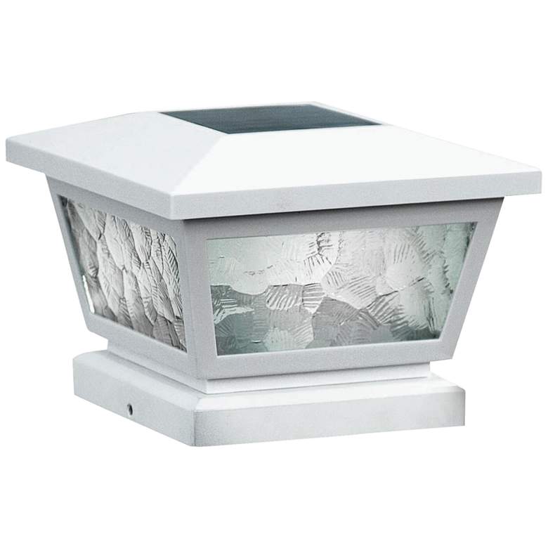 Image 1 Fairmont 5 inch High White Outdoor Solar LED Post Cap