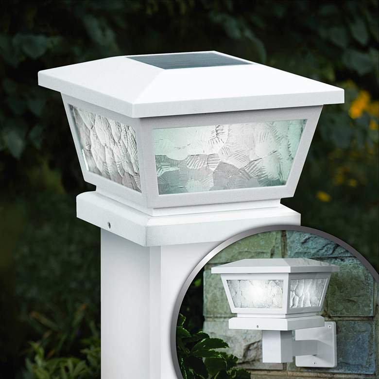 Image 2 Fairmont 5 inch High White Outdoor Solar LED Post Cap more views