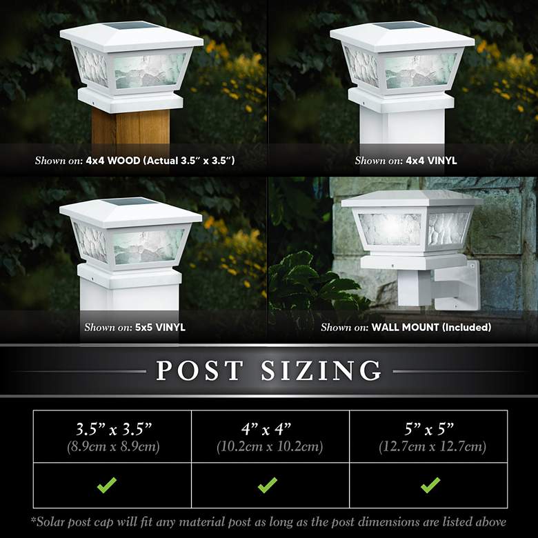 Image 3 Fairmont 5" High White Outdoor Solar LED Post Cap more views