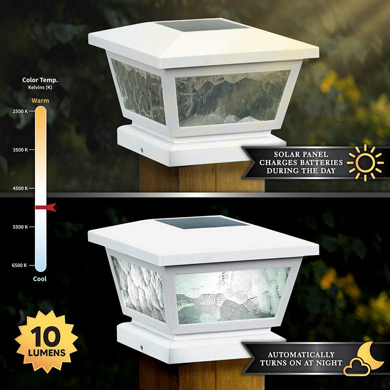 Image 4 Fairmont 5 inch High White Outdoor Solar LED Post Cap more views