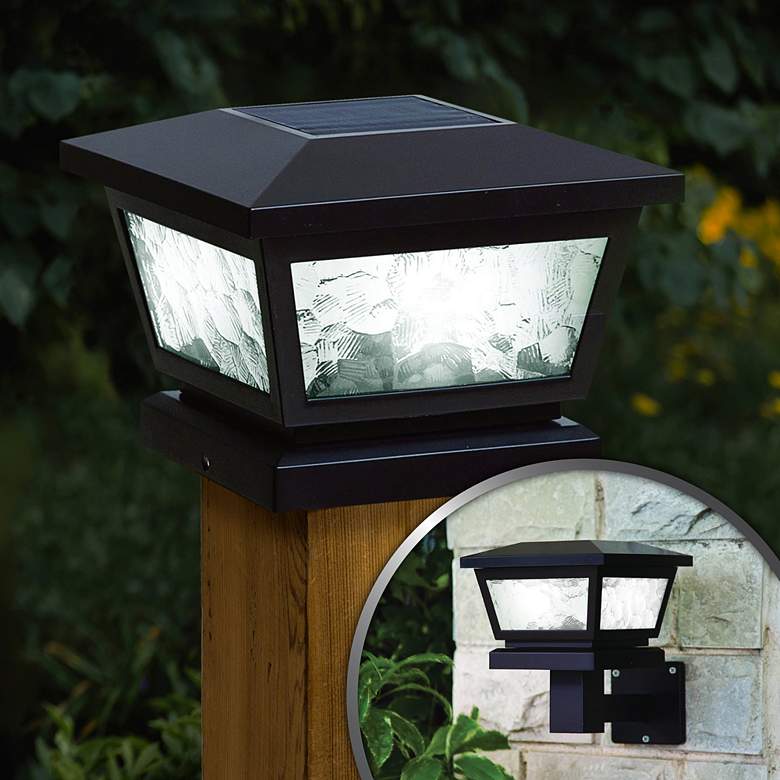 Image 2 Fairmont 5 inchx5 inch Black Outdoor LED Solar Post Cap more views