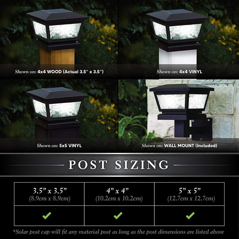 Image 3 Fairmont 5 inchx5 inch Black Outdoor LED Solar Post Cap more views