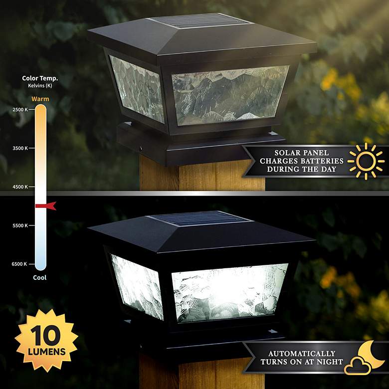 Image 4 Fairmont 5 inchx5 inch Black Outdoor LED Solar Post Cap more views