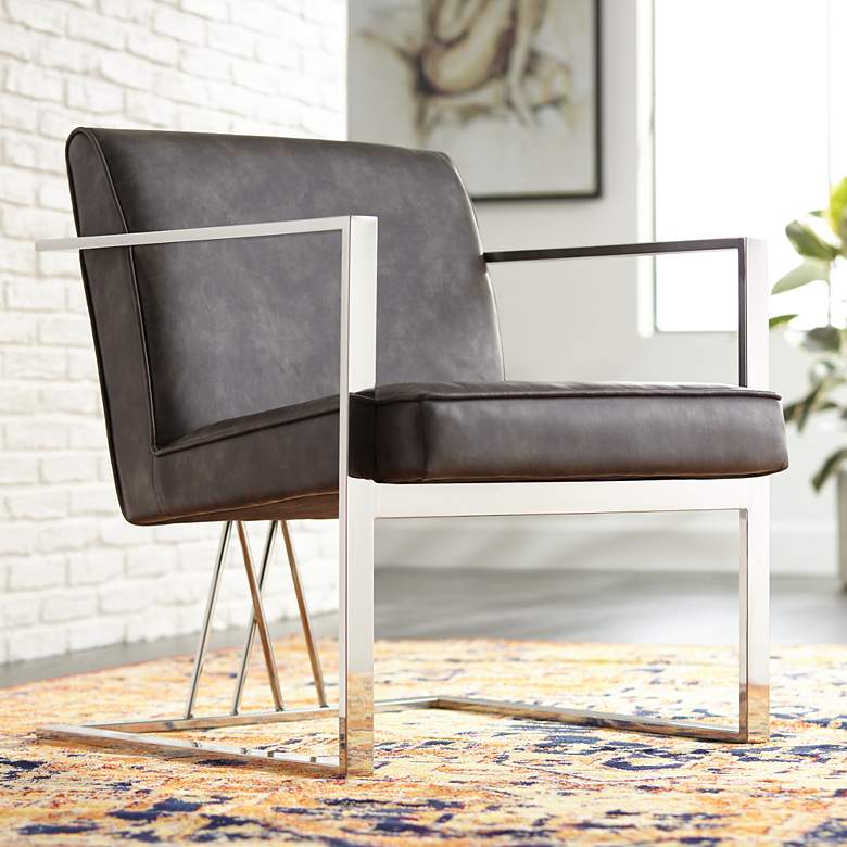 Image 1 Fairmont Brown Faux Leather Accent Chair