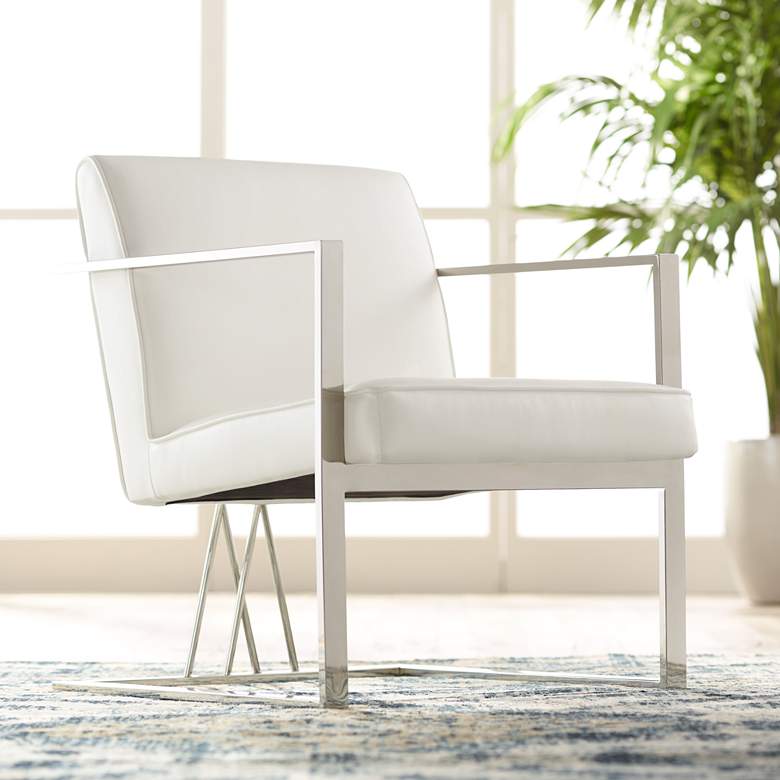 Image 1 Fairmont White Faux Leather Accent Chair