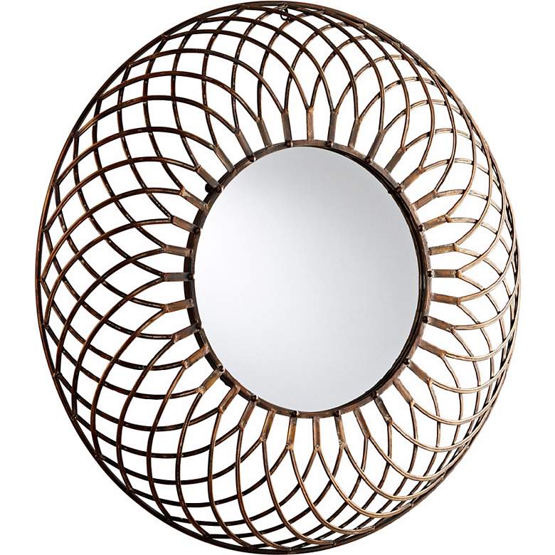 Image 1 Fairplex Bronze Webbed Iron 39" Round Wall Mirror