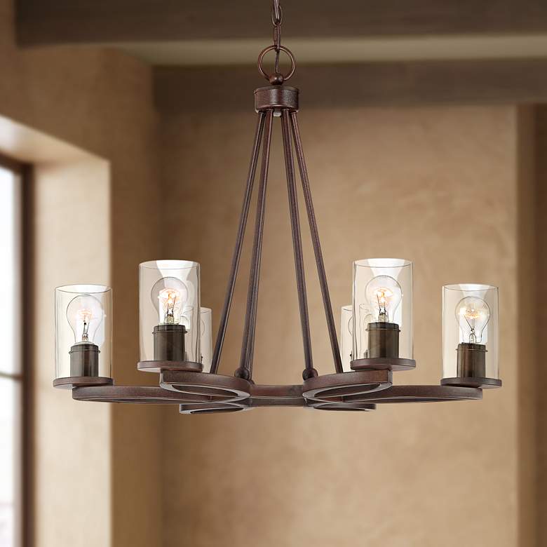 Image 1 Fairport 28" Wide Bronze 6-Light Chandelier