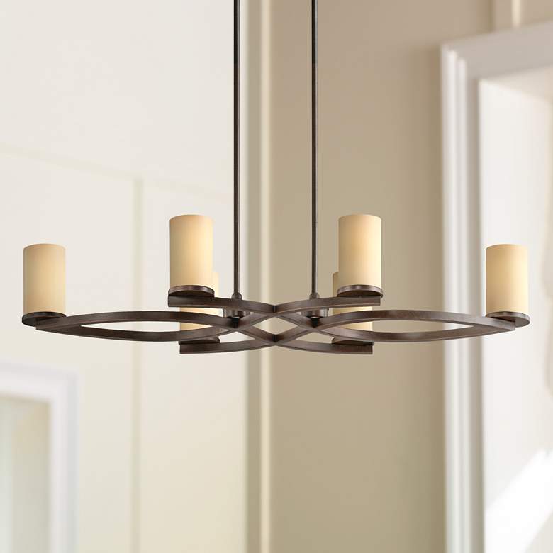 Image 1 Fairport 43"W Bronze Amber Kitchen Island Light Chandelier