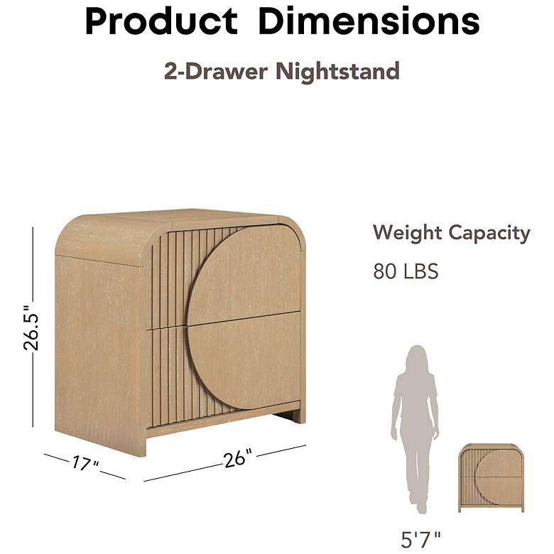Image 7 Fairstone Natural 2-Drawer Boho Nightstand with Soft Closing Drawers more views