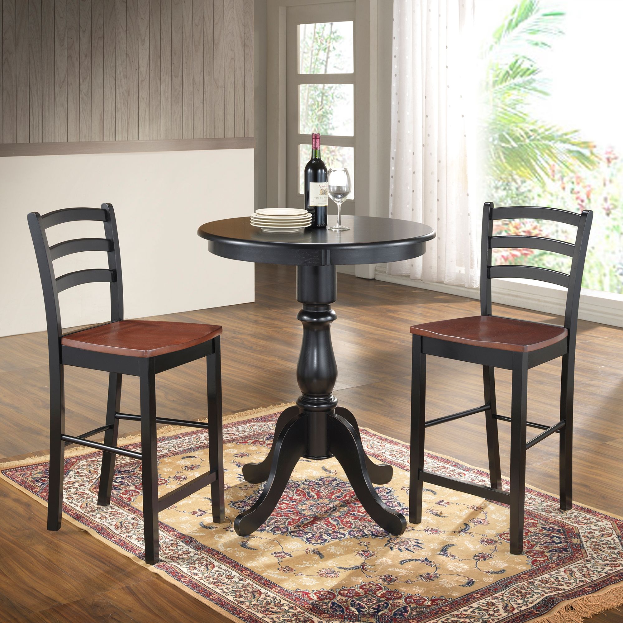 Image 6 Fairview 30" Antique Black Round Pedestal Bar Table more views