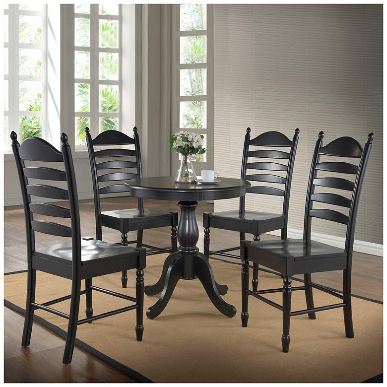 Image 7 Fairview 30" Antique Black Round Pedestal Dining Table more views