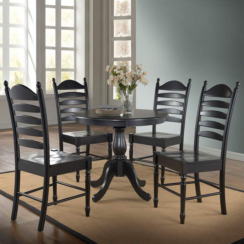 Image 3 Fairview 36" Wide Antique Black Round Pedestal Dining Table more views