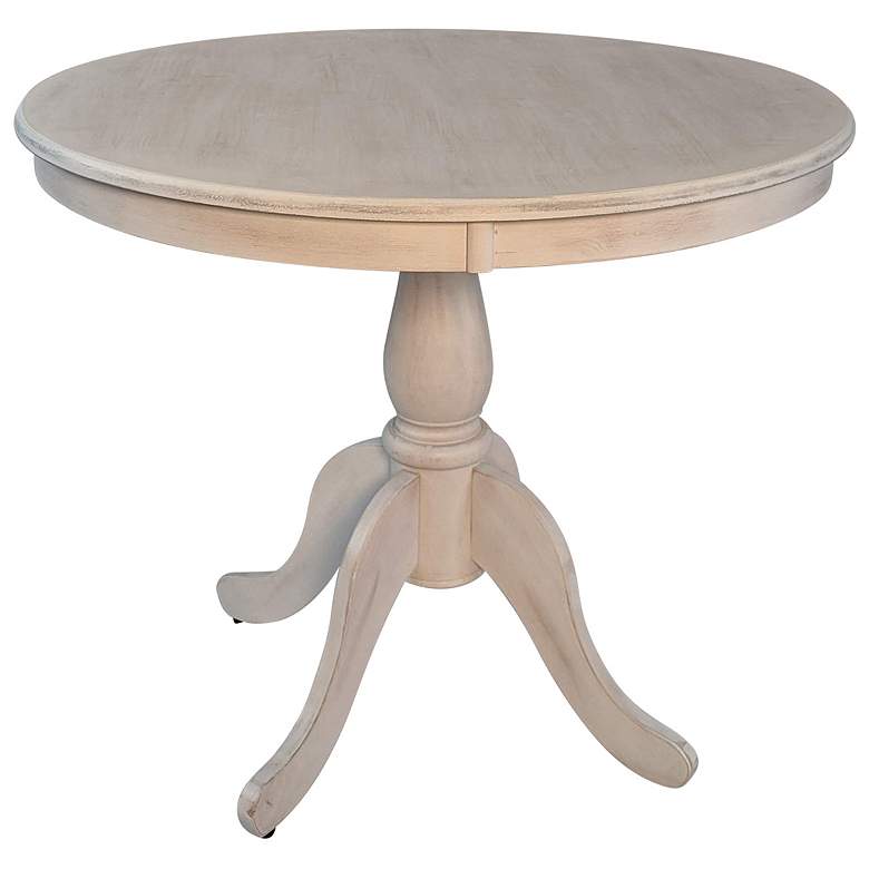 Image 1 Fairview 36" Wide White-Washed Wood Pedestal Dining Table