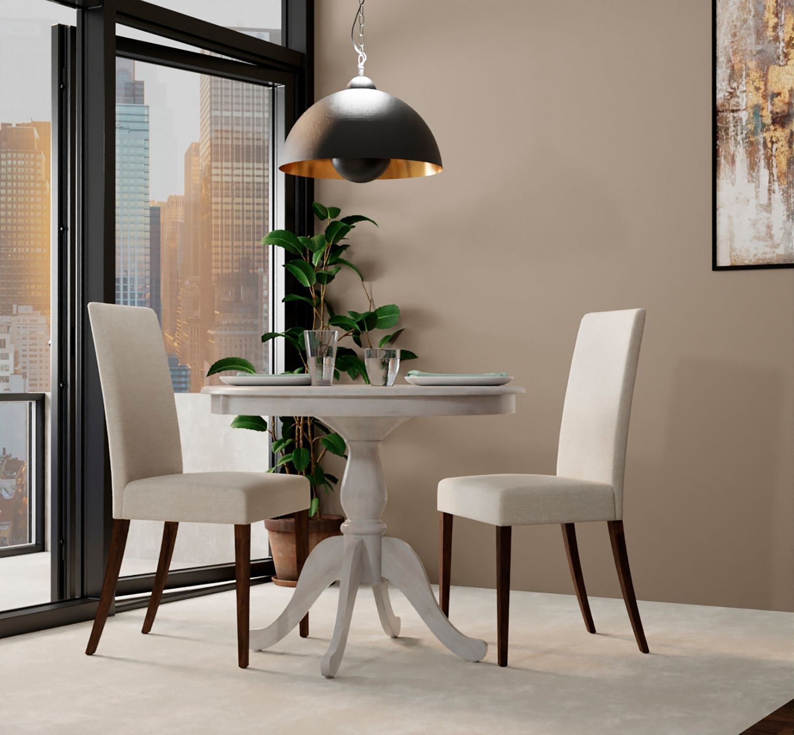 Image 4 Fairview 36" Wide White-Washed Wood Pedestal Dining Table more views