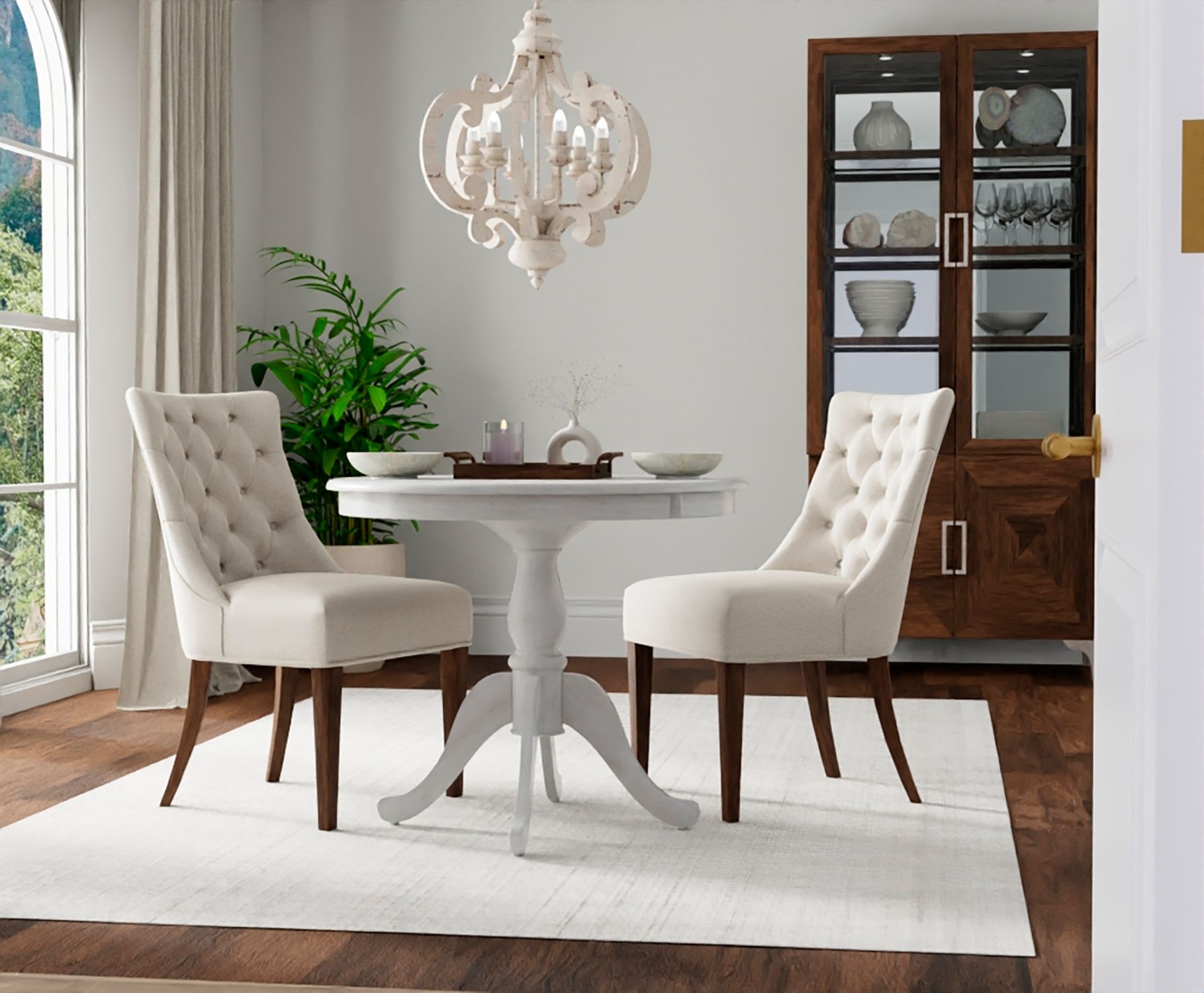 Image 5 Fairview 36" Wide White-Washed Wood Pedestal Dining Table more views