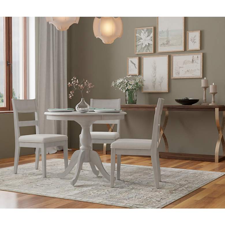 Image 6 Fairview 36" Wide White-Washed Wood Pedestal Dining Table more views
