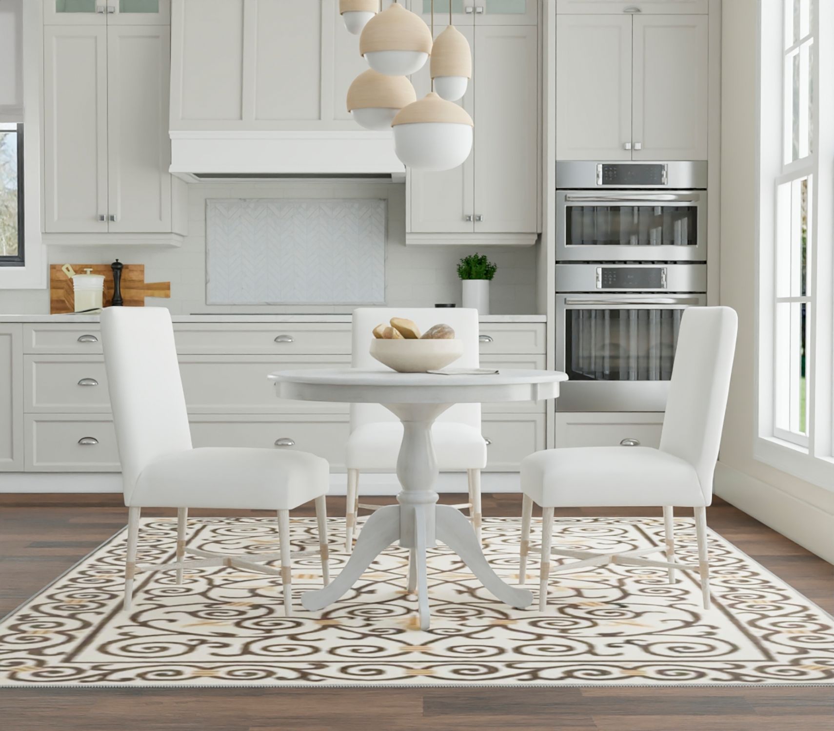 Image 7 Fairview 36" Wide White-Washed Wood Pedestal Dining Table more views