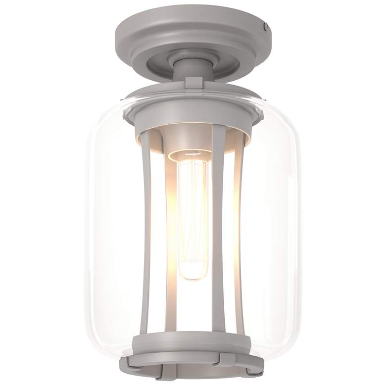 Image 1 Fairwinds Coastal Burnished Steel Outdoor Semi-Flush With Clear Glass
