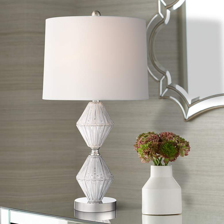 Image 1 Faith Double-Stacked Diamonds Glass Crystal Table Lamp