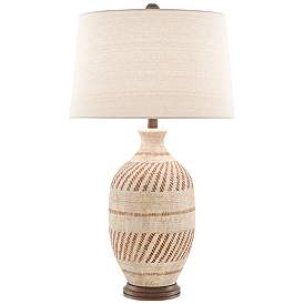 Image1 of Faiyum Tan and Brown Earthen Basket Weave Table Lamp