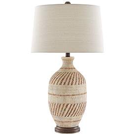 Image2 of Faiyum Tan and Brown Earthen Basket Weave Table Lamp more views