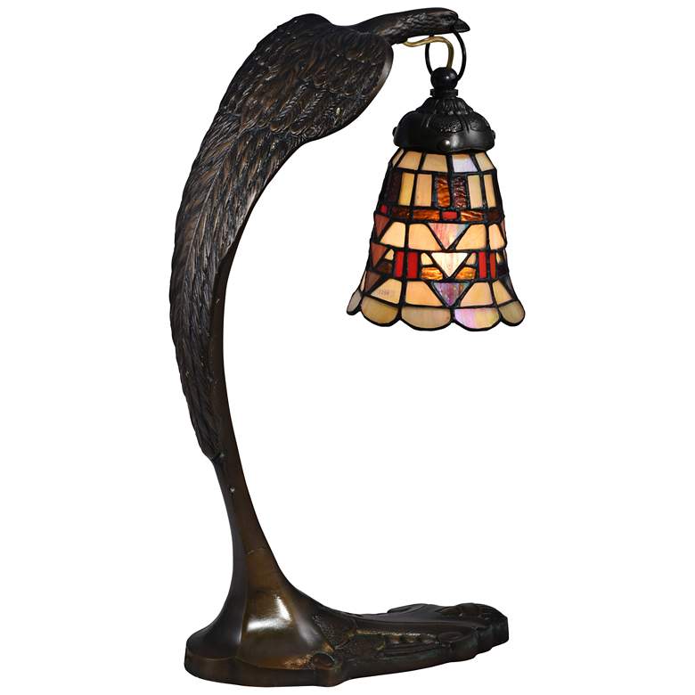 Image 1 Falcon 18" High Antique Brass Tiffany-Style Accent Table Lamp