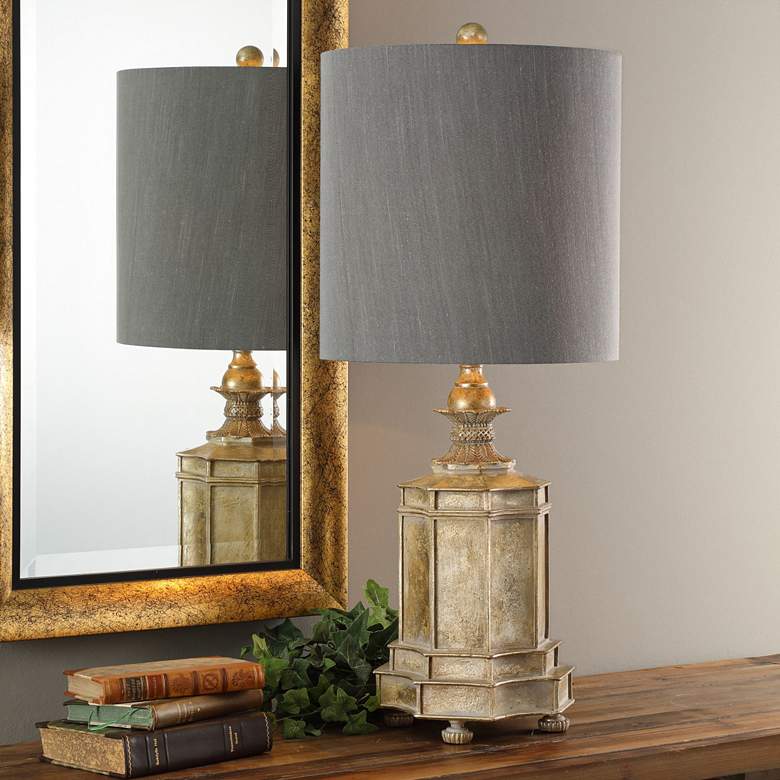 Image 1 Falerone Distressed Golden Champagne Buffet Table Lamp