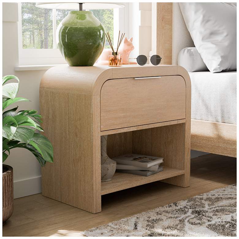 Image 2 Falkner Modern Natural 1 Drawer Nightstand With Felt Lined Drawer more views