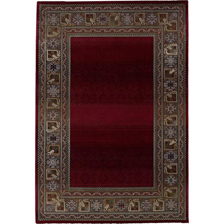 Image 1 Fall Border 5&#39;3 inchx7&#39;6 inch Red Area Rug
