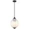 Fall Brook 9.9"W 3 Light Corded Matte Black Pendant w/ White Shade