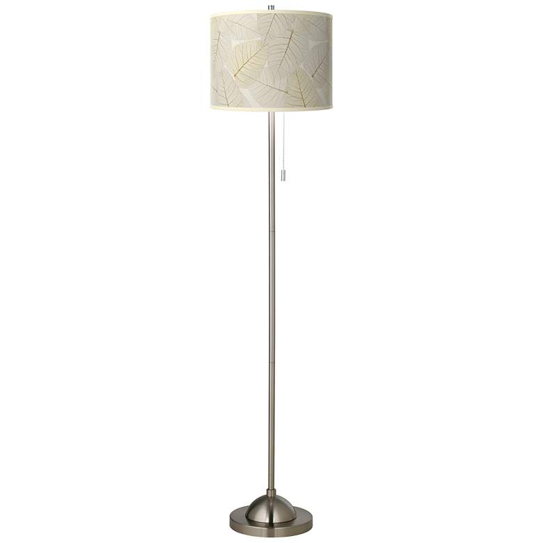 Image 2 Fall Leaves Brushed Nickel Pull Chain Floor Lamp
