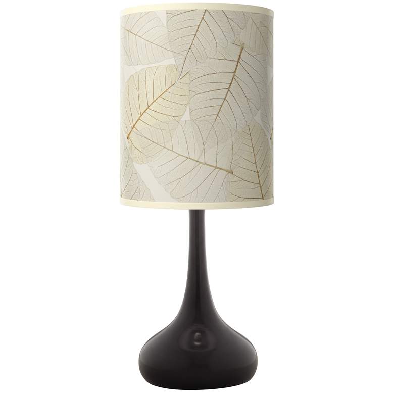 Image 1 Fall Leaves Designer Lamp Shade with Black Droplet Modern Table Lamp