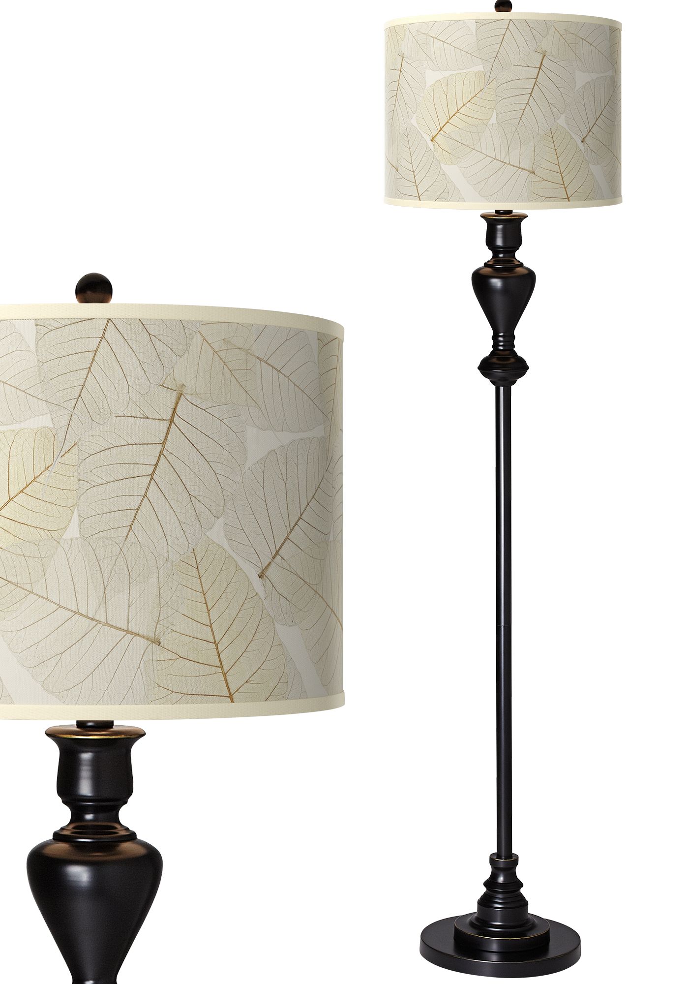 Fall Leaves Giclee Glow Black Bronze Floor Lamp 507D6 Lamps Plus